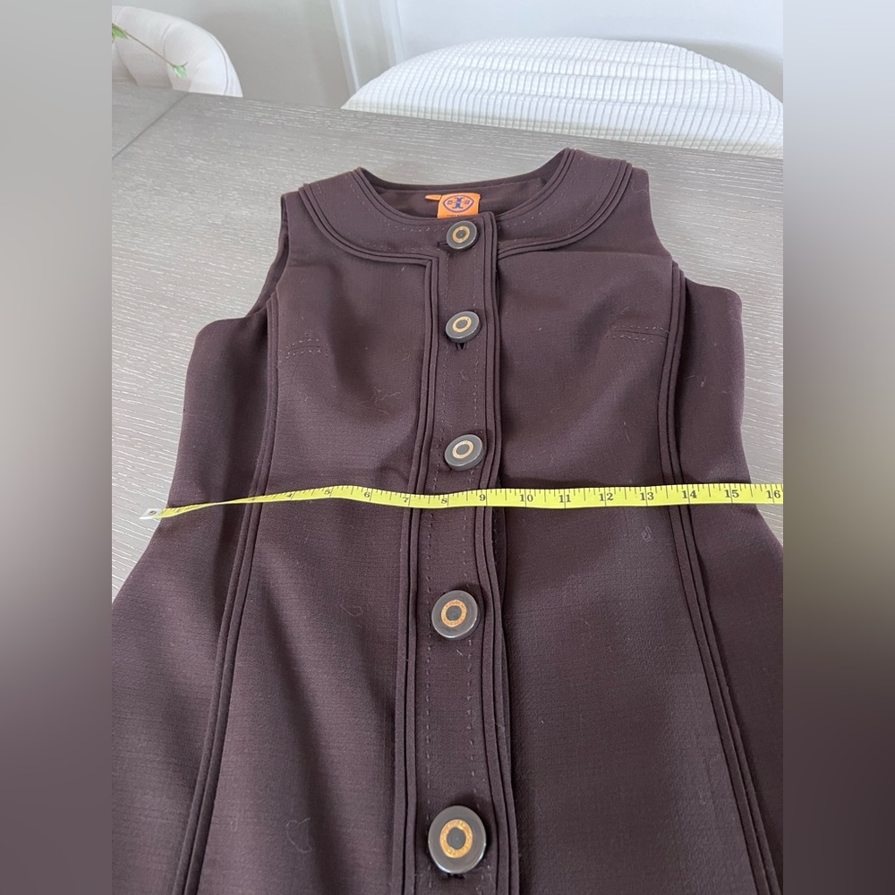 Tory Burch Dark Brown Sleeveless Button-Front Midi Dress - Picture 7 of 14